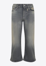 Distressed Flared-Leg Jeans