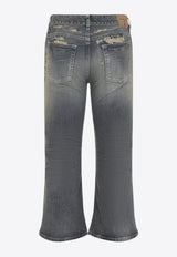 Distressed Flared-Leg Jeans