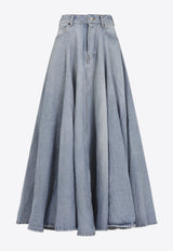 Godet Maxi Denim Skirt