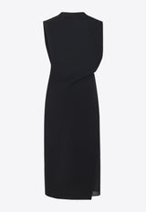 Draped Asymmetric Midi Dress