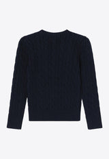 Polo Ralph Lauren Kids Girls Logo Embroidered Knitted Sweater Navy 312901316009CO/P_POLOR-NA