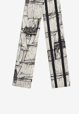 Salvatore Ferragamo Veliero Print Silk Bandeau Scarf Monochrome 320932 TW VELIERO 775302 BLACK/WHITE