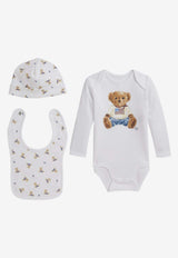 Polo Ralph Lauren Kids Babies Signature Polo Bear Onesie Gift Set - Set of 3 White 320P00760001CO/R_POLOR-WM