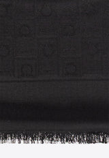 Ferragamo Monogram Fringe Scarf Black 321167 ST MONOG 785353 BLACK