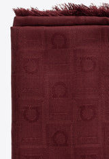 Ferragamo Monogram Fringe Scarf Bordeaux 321167 ST MONOG 785354 BORDEAUX