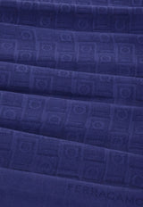 Ferragamo Monogram Fringe Scarf Blue 321167 ST MONOG 785355 NA