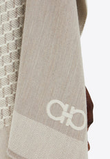 Ferragamo Jacquard Wool Cape Cream 321234 ST PATCHWORK 790363 IVORY