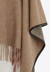 Ferragamo Cashmere Fringed Cape Brown 321235 CAPE DOUBLE 790370 TAUPE GREY