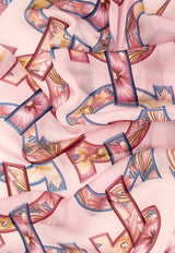 Ferragamo Brezza Gancini Print Silk Scarf Multicolor 321254 SR BREZGAN 790103 PINK PATTERNED LIGHT/ PASTEL