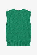 Polo Ralph Lauren Kids Boys Cable Knit V-neck Vest Green 322702300500CO/S_POLOR-CG