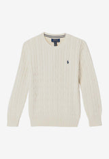 Polo Ralph Lauren Kids Boys Cable Knit Logo Sweater Cream 322702674068WO/R_POLOR-AC