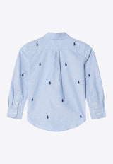 Polo Ralph Lauren Kids Boys All-Over Logo Long-Sleeved Shirt Light Blue 322878876CO/Q_POLOR-BB