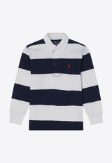 Polo Ralph Lauren Kids Boys Long-Sleeved Striped Polo T-shirt Navy 322932280CO/Q_POLOR-WC