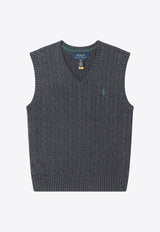 Polo Ralph Lauren Kids Boys Cable Knit V-neck Vest Gray 323702300033WO/R_POLOR-WH