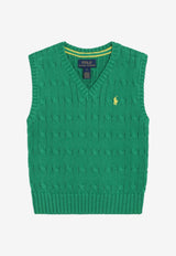 Polo Ralph Lauren Kids Boys Cable Knit V-neck Vest Green 323702300500CO/S_POLOR-CG