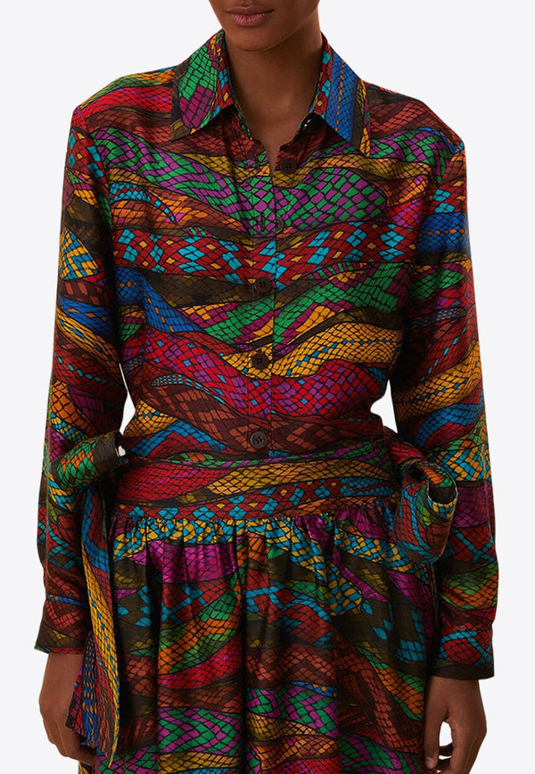 Farm Rio Mirage Long-Sleeved Printed Shirt Multicolor 327180MULTICOLOUR