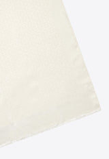Ferragamo Silk-Blend Monogram Jacquard Scarf Ivory 327987 ST THE GAN70 725360 LIGHT GREY