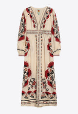 Farm Rio Cashew Mandala Floral Print Midi Dress Cream 328978CO/Q_FARM-25026