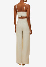 Farm Rio High-Waist Linen Pants Off-white 335844_OFF-WHITE