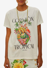Farm Rio Corazón Tropical Print T-shirt White 336505_WHITE