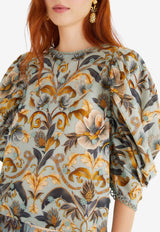 Farm Rio Snake Garden 3D Applique Blouse Multicolor 339738_MULTI COLO