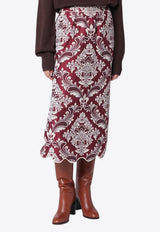 Farm Rio Jacquard Waves Midi Skirt Burgundy 340295PL/R_FARM-L0094