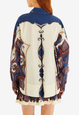 Farm Rio Arabesque Scarf Long-Sleeved Shirt Multicolor 344003_BLUE MULTI