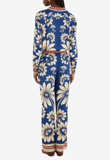 Farm Rio Luna Floral Print Pajama Pants Multicolor 344133_BLUE MULTI