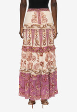 Farm Rio Paisley Tiered Maxi Skirt Multicolor 344137_PRINTED