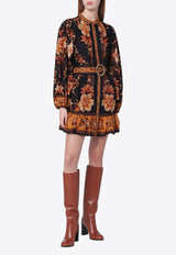 Farm Rio Majestic Garden Mini Dress Black 344142CO/S_FARM-26068