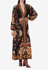 Farm Rio Majestic Garden Floral Print Midi Dress Multicolor 344143CO/S_FARM-26068