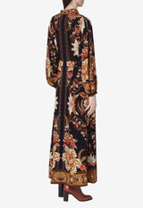 Farm Rio Majestic Garden Floral Print Midi Dress Multicolor 344143CO/S_FARM-26068