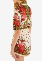 Farm Rio Floral Print Drawstring Shorts Multicolor 344170_MULTI COLO