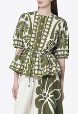 Farm Rio Palermo Printed Blouse Green 344603CO/S_FARM-26083