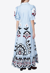 Farm Rio Artisanal Embroidered Maxi Dress Light Blue 344655CO/S_FARM-L0003