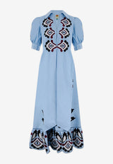 Farm Rio Artisanal Embroidered Maxi Dress Light Blue 344655_BLUE