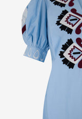 Farm Rio Artisanal Embroidered Maxi Dress Light Blue 344655_BLUE