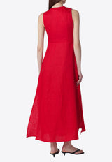 Farm Rio V-neck Euroflax Floral Applique Midi Dress Red 347760CO/S_FARM-L0028