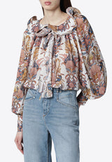 Farm Rio Sea Garden Printed Ruffled Blouse Multicolor 348823PL/S_FARM-26084