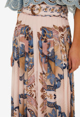 Farm Rio Sea Garden Scarf Pleated Maxi Skirt Multicolor 349014_PINK MULTI