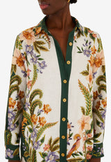 Farm Rio Nature Print Collared Linen-Blend Shirt Multicolor 349062_PRINTED
