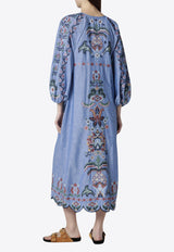 Farm Rio Garden Tapestry Midi Dress Light Blue 349077CO/S_FARM-26051