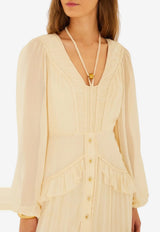 Farm Rio Ruffled V-neck Midi Dress Yellow 349155_YELLOW
