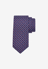 Salvatore Ferragamo Gancini Love Print Silk Tie Blue 350986 4 VIP 774067 F BLU SCURO/ROSSO