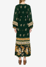 Farm Rio Ayla Ruffled Maxi Kaftan Dress Green 351135_GREEN MULT