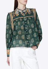 Farm Rio Tayla Printed Blouse Green 351137CO/S_FARM-26009