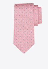 Ferragamo All-Over Seal Print Silk Tie Pink 351250 5 ALICIA 783976 NA