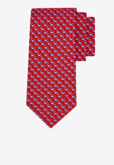 Ferragamo All-Over Whale Print Silk Tie Red 351251 5 ALICE 784014 NA