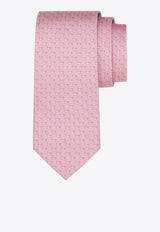 Ferragamo All-Over Whale Print Silk Tie Pink 351251 5 ALICE 784015 PINKPATTBRIGHT