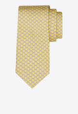 Ferragamo All-Over Shark Print Silk Tie Yellow 351256 5 ACHILLE 784232 BEIGEPATTLIGHT/PASTEL